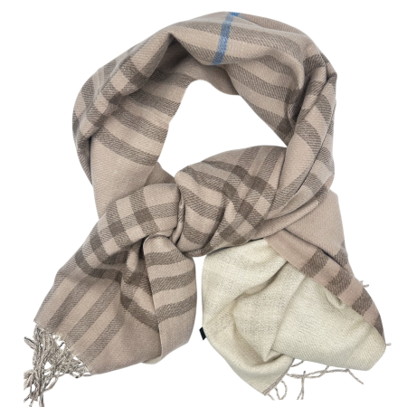 Esarfa reversibila in carouri CAMBRIDGE - Taupe Bej - 70x190 cm [2]