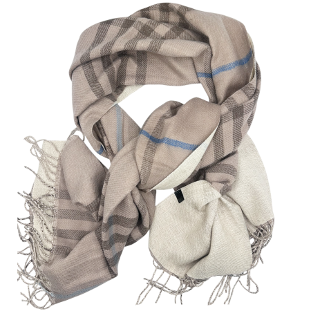 Saluri & Fulare - Esarfa reversibila in carouri CAMBRIDGE - Taupe Bej - 70x190 cm