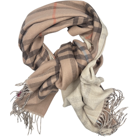 Saluri & Fulare - Esarfa reversibila in carouri CAMBRIDGE - Taupe crem - 70x190 cm