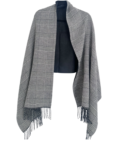Esarfa reversibila in carouri LONDON CHECK - Alb/ Negru, 70x190 cm [1]