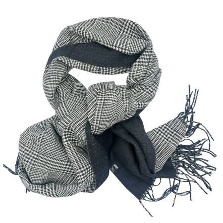 Saluri & Fulare - Esarfa reversibila in carouri LONDON CHECK - Alb/ Negru, 70x190 cm