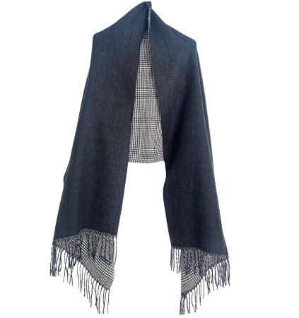 Esarfa reversibila in carouri LONDON CHECK - Alb/ Negru, 70x190 cm [3]
