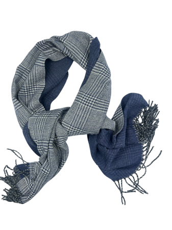 Saluri & Fulare - Esarfa reversibila in carouri LONDON CHECK - Bleumarin