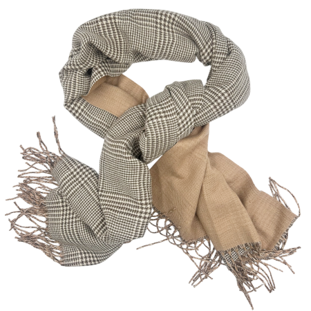 Saluri & Fulare - Esarfa reversibila in carouri LONDON CHECK - Camel