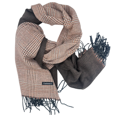 Saluri & Fulare - Esarfa reversibila in carouri - Maro- roz taupe