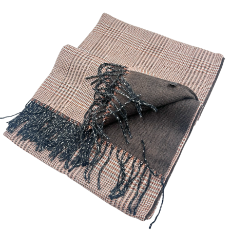 Esarfa reversibila in carouri - Maro- roz taupe [1]