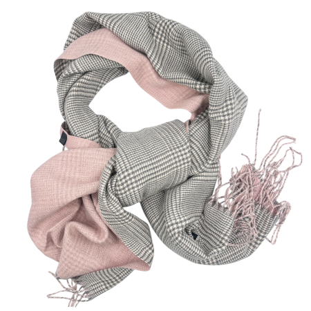 Saluri & Fulare - Esarfa reversibila in carouri - Roz prafuit - gri