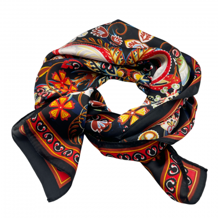 Esarfe Matase & Voal & Satin - Esarfa satin LIZZY, Negru, 70x70cm