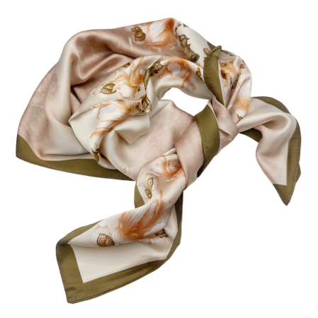 Esarfa satin BLOSSOM, Bej, 70x70cm [1]
