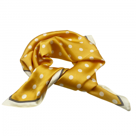 Esarfe Matase & Voal & Satin - Esarfa satin DOTTIE, Galben, 70x70cm