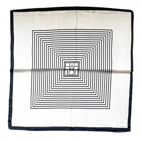 Esarfa satin WANDA, Alb/ Negru, 70x70cm [1]