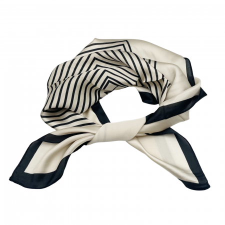 FASHION - Esarfa satin WANDA, Alb/ Negru, 70x70cm