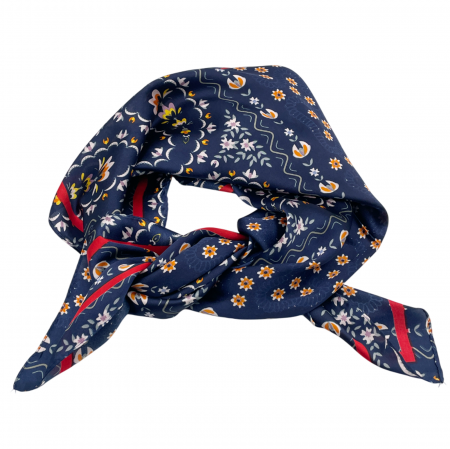Esarfe Matase & Voal & Satin - Esarfa satin TULIPE, Bleumarin, 70x70cm