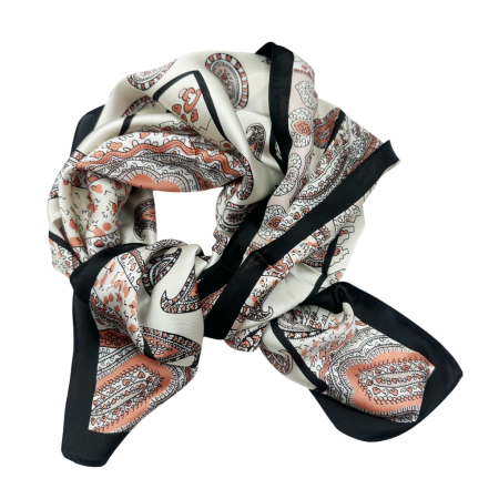 Esarfa satin WANDA, Negru, 70x70cm [1]
