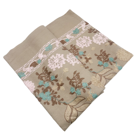 Esarfa tip Poncho cu broderie si franjuri Cashmere CHLOE, Bej taupe [2]