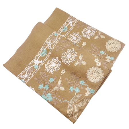 Esarfa tip Poncho cu broderie si franjuri Cashmere CHLOE, Maro [3]