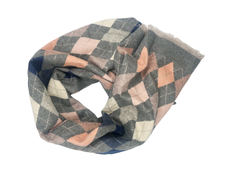 Esarfa tip Poncho in carouri ALBERTINA, Gri, 65x185cm [1]