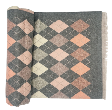 Esarfa tip Poncho in carouri ALBERTINA, Gri, 65x185cm [3]