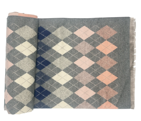 Esarfe Casmir & Vascoza & Manusi - Esarfa tip Poncho in carouri ALBERTINA, Gri, 65x185cm