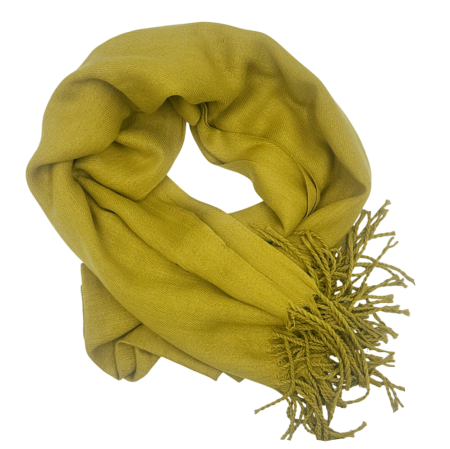 Esarfe Casmir & Vascoza & Manusi - Esarfa uni cu franjuri FABIOLA, Verde olive, 70x180cm