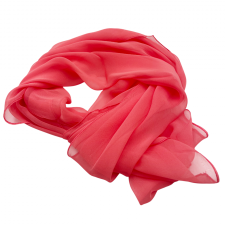 Esarfe Matase & Voal & Satin - Esarfa uni de vara JOLEEN, Rosu coral, 50x160cm