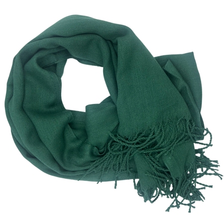 Esarfe Casmir & Vascoza & Manusi - Esarfa uni cu franjuri FABIOLA, Verde inchis, 70x180cm