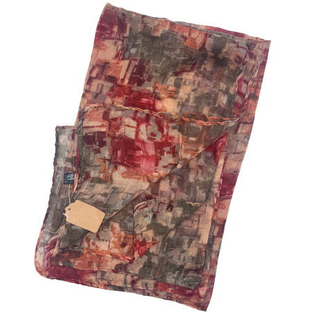 MODA & ACCESORII - Esarfa vascoza cu imprimeu abstract -Gri Bordo Caramiziu - 70x180 cm