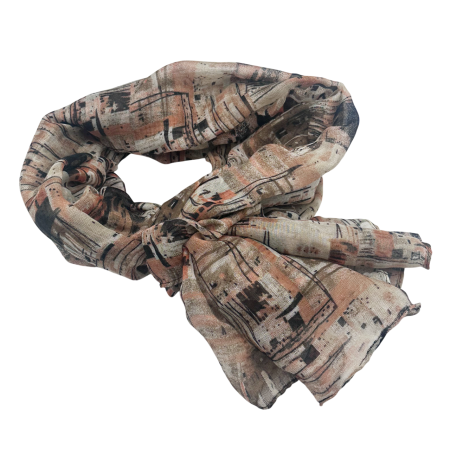 MODA & ACCESORII - Esarfa vascoza femei URBAN ART - Ruginiu Bej Negru
