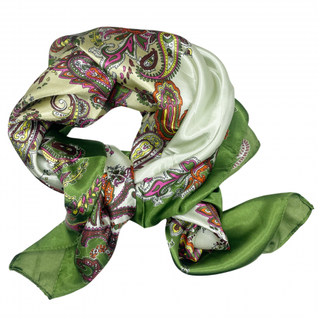 Esarfe Matase & Voal & Satin - Esarfa YVETTE, Verde, 90x90cm
