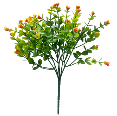 Flori Artificiale - Verdeata artificiala Eucalipt cu bobite DELILAH, Portocaliu, 30cm