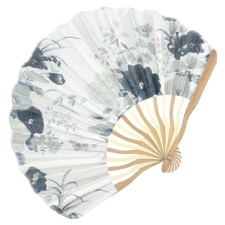 Evantai Alb-Perlat cu Flori Delicate - Accesoriu elegant [0]