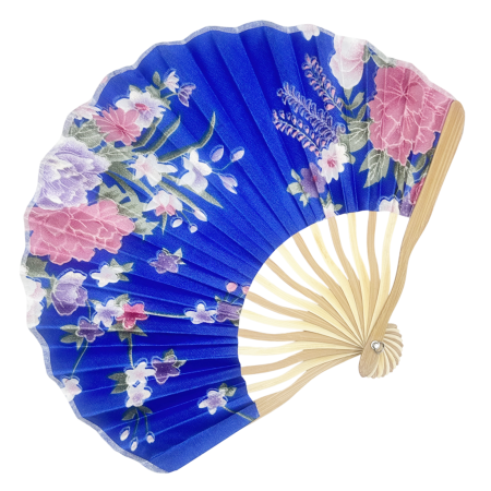 Evantai albastru cu Flori Delicate - Accesoriu elegant [0]