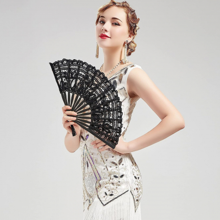 Evantai dantela vintage LORELEI, Negru [2]