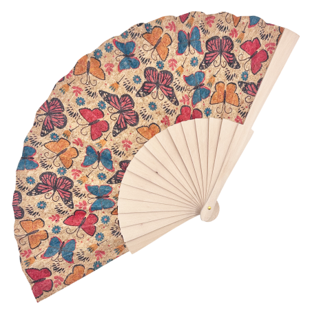 VARA CU STIL - Evantai Elegant din Pluta TERRA ART cu Fluturi Multicolori