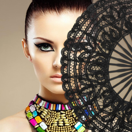 Evantai Elegant Negru RETRO ROMANCE din Dantela [3]