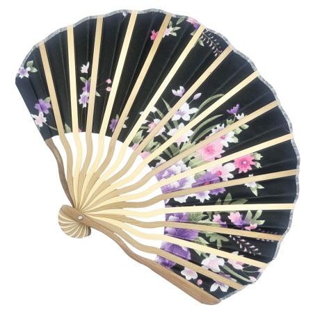 Evantai Negru BLOSSOM cu Flori Delicate [3]