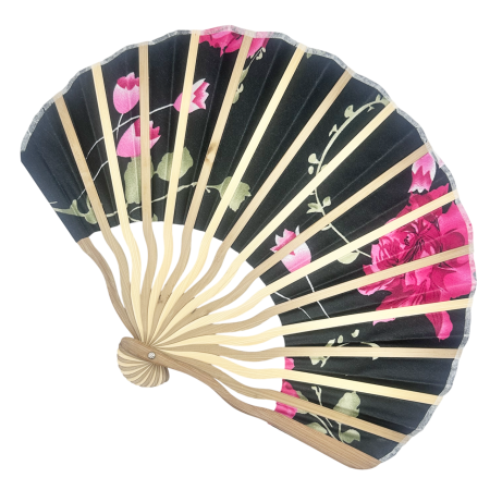 Evantai negru BLOOM cu Flori Fucsia [1]