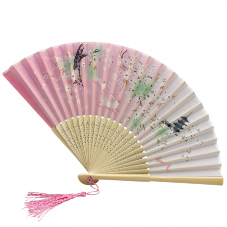 Evantai pliabil din bambus CHIBA, Bej/ Roz [1]
