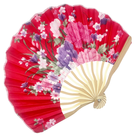 Evantaie & Umbrele De Soare - Evantai Rosu BLOSSOM cu Flori Delicate