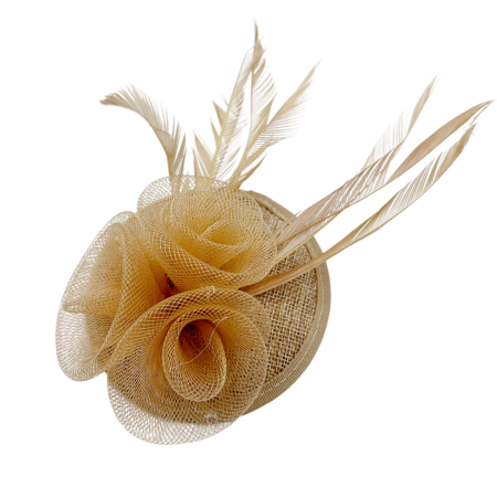 Fascinator Voaleta maro & Brosa eleganta cu pene LEONIE [1]