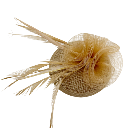 Brose - Fascinator Voaleta maro & Brosa eleganta cu pene LEONIE