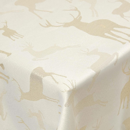 Față de masă Craciun FESTIVE - Crem cu model reni aurii, 150x180cm [2]