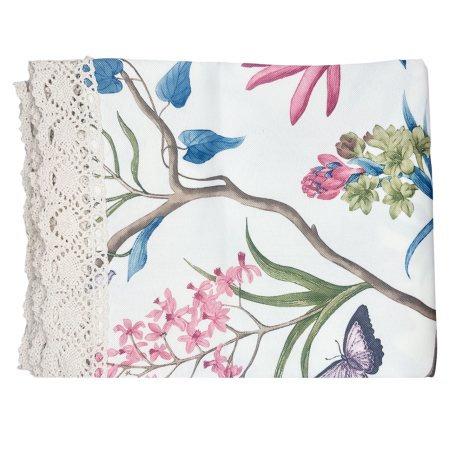 Fata de masa cu flori si fluturi GARDEN, Cu dantela, 110x150 cm [1]
