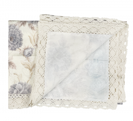 Fata de masa rotunda vintage JASMINE eleganta, cu flori si dantela [2]