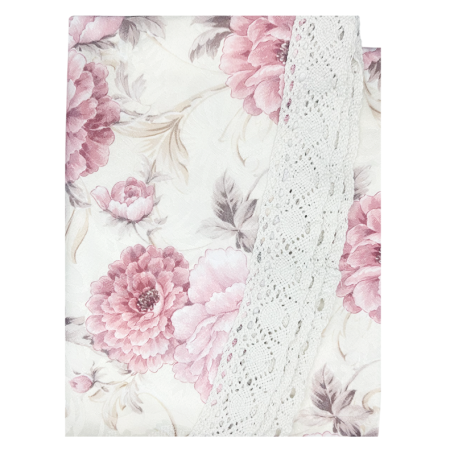 Textile - Fata de masa rotunda Vintage ELOISE, Cu motive florale si dantela
