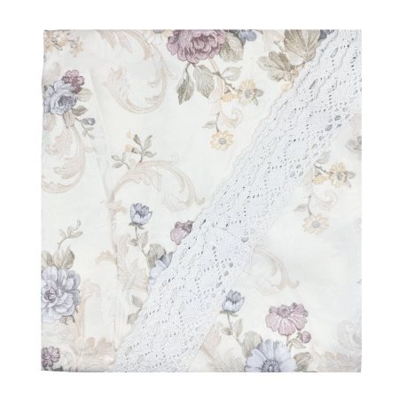 Textile - Fata de masa rotunda Vintage FRANCINE, Cu motive florale si dantela