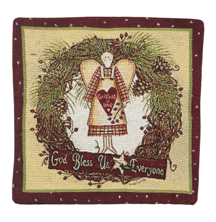 DECORATIUNI CRACIUN - Față de pernă decorativă Crăciun – model cu inger si coronita, EVE