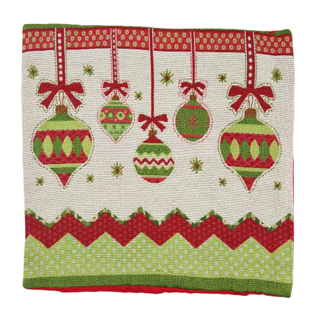 DECORATIUNI CRACIUN - Față de pernă decorativă Crăciun – model cu globuri festive, JOY