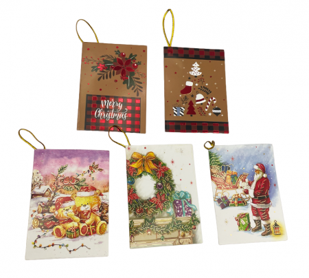 CRACIUN MAGIC - Minifelicitare Craciun Greetings 6.5x9.5cm, Set 5 bucati
