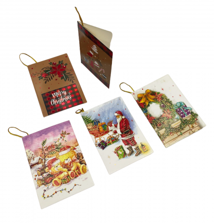 Minifelicitare Craciun Greetings 6.5x9.5cm, Set 5 bucati [1]